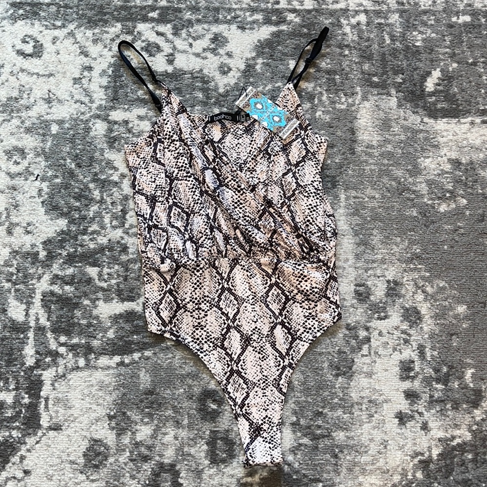 Snake Print BooHoo Thong Bodysuit